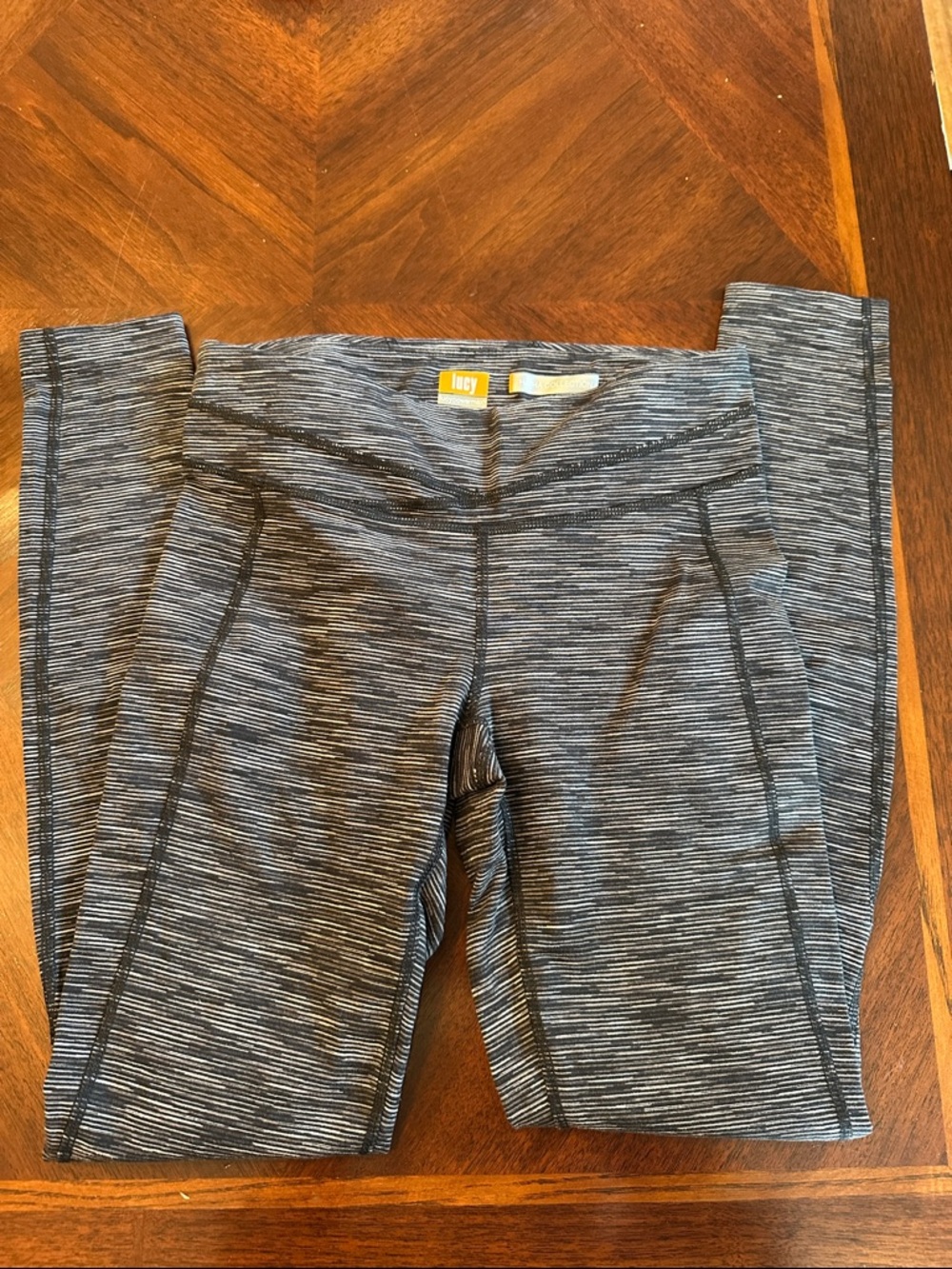 Lucy Black and Gray Striped PowerMax Leggings